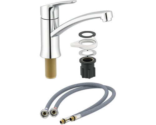 Keukenkraan met montagemateriaal en aansluitslangen
