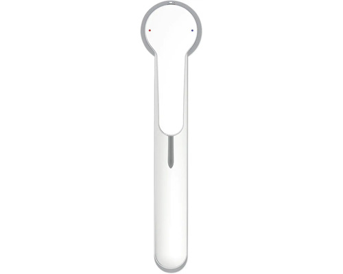 Enkele badkamerkraan met aanduidingen voor koud en warm water