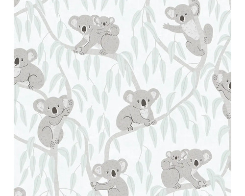 A.S. CRÉATION Vliesbehang 77134-2 Lilly & Luis koala's grijs groen Behang met koala''s en eucalyptusbladeren