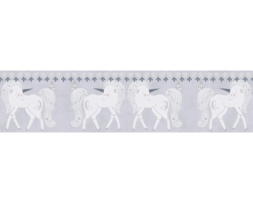 A.S. CRÉATION Behangrand vlies 77147-1 Lilly & Luis eenhoorn grijs wit 5 m x 13 cm