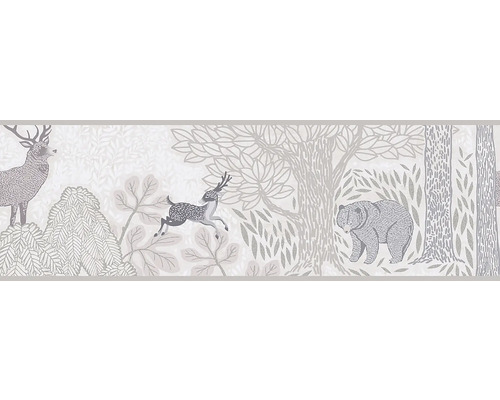 A.S. CRÉATION Behangrand vlies 77175-2 Lilly & Luis bos dieren crème wit 5 m x 13 cm