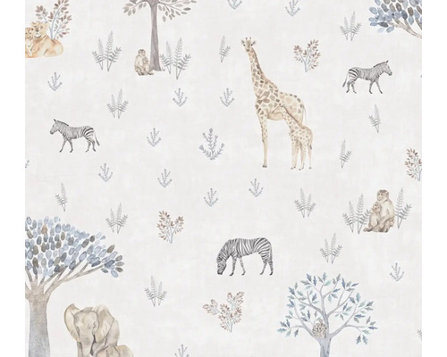 A.S. CRÉATION Vliesbehang 77176-1 Lilly & Luis safari giraffe zebra beige