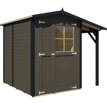 Houten tuinhuis met raam en afdak