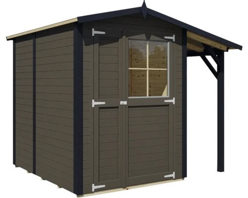 Houten tuinhuis met raam en afdak