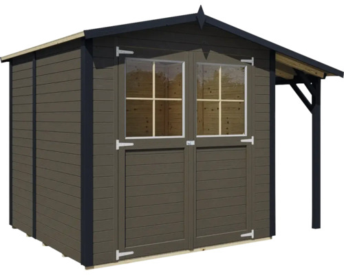 Tuinhuis met dubbele deur en afdak