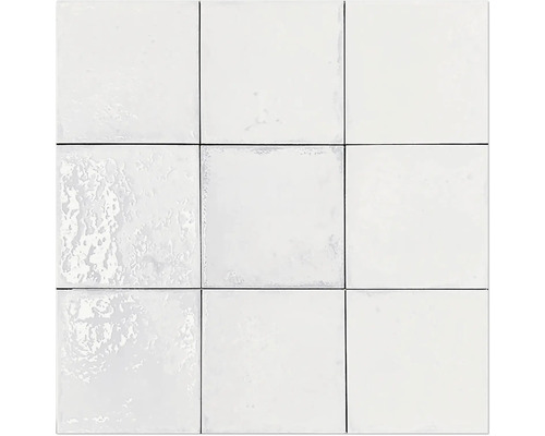 Wandtegel Era wit glanzend 12 x 12 cm Negen vierkante, witte wandtegels
