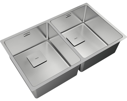 Spoelbak van roestvrij staal met twee bakken