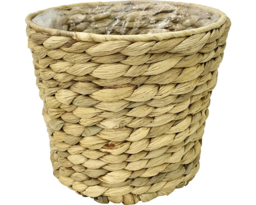 Plantcontainer van gevlochten natuurlijk materiaal