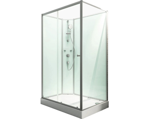 Complete douchecabine met glazen wanden en douchekop