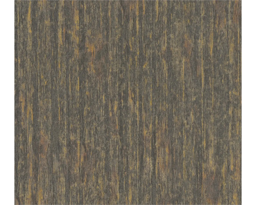 A.S. CRÉATION Vliesbehang 39561-6 Elements II houtoptiek zwart/geel Behang met houtlook