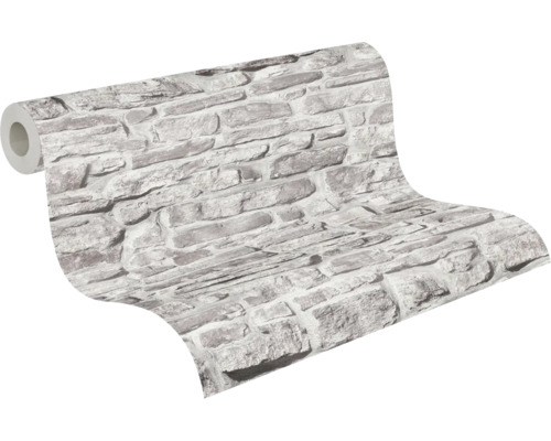 Rol behang met steenmuurmotief