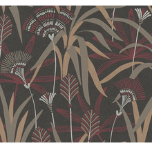 Behang met blad- en bloemmotief