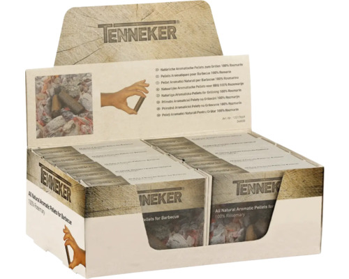 Display met Tenneker rookpellets rozemarijn voor de barbecue