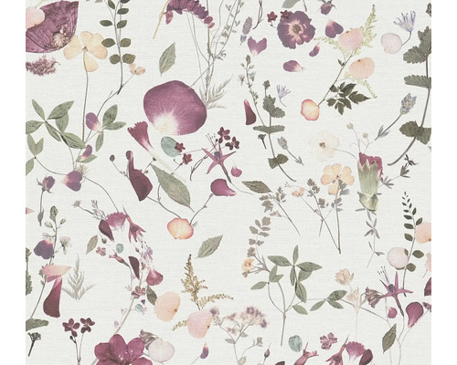 A.S. CRÉATION Vliesbehang 39746-1 Pint Walls 2 bloemen wit/paars Behang met bloemmotief