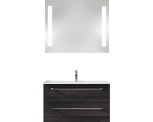 Wastafelmeubel met twee laden en spiegel met verlichting