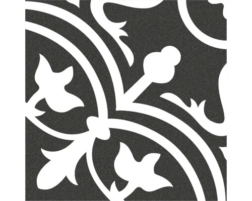 Wand- en vloertegel Batalha zwart-wit 20x20 cm Decoratieve tegel met bloemmotief