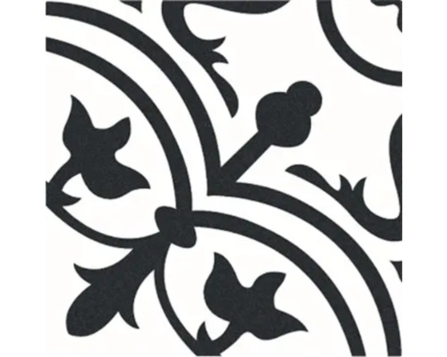 Wand- en vloertegel Batalha wit-zwart 20x20 cm Tegel met bloemmotief