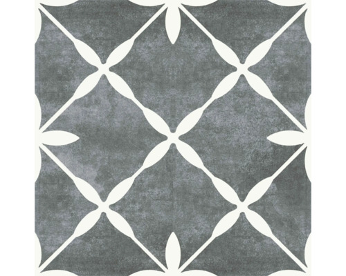 Wand- en vloertegel Almeida grijs-wit 33x33 cm Decoratieve tegel met bloemmotief