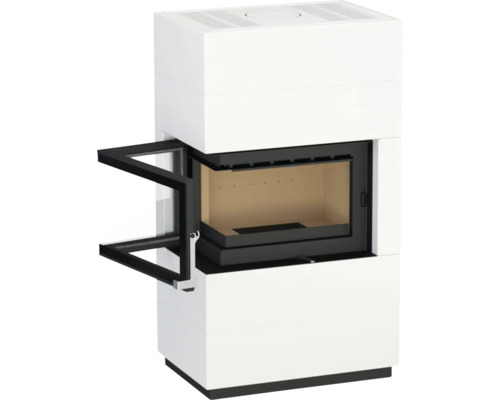 Houtkachel met open deur