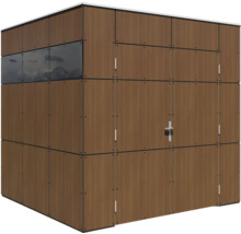 Houten tuinhuis met raam en deur