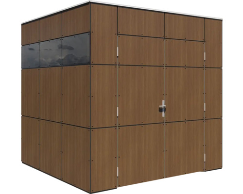 Houten tuinhuis met raam en deur