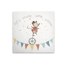 Decoratief canvas met circusmotief, muis op eenwieler