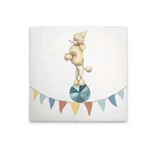 Canvas schilderij met poedel op een bal en slinger