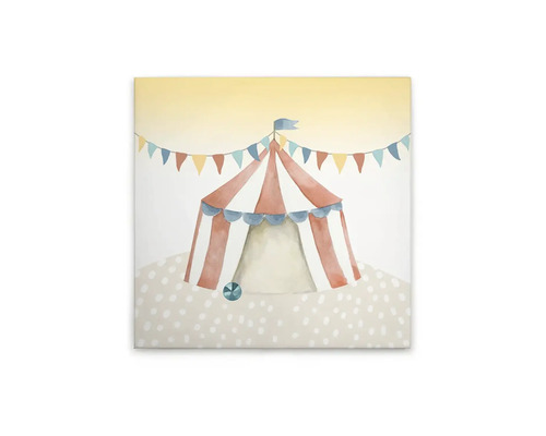 Schilderij canvas Circustent 40x40 cm Geschilderde circustent met vlaggen op canvas