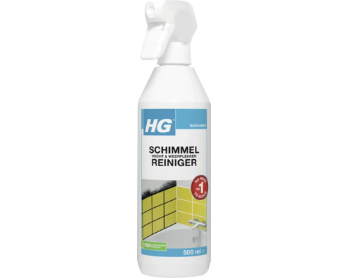 HG Schimmel-, vocht- en weerplekkenreiniger 500 ml HG Schimmel verwijderaar voor de badkamer, fles van 500 ml
