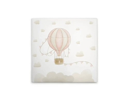 Schilderij canvas Luchtballon 40x40 cm Illustratie van een luchtballon voor een wolkenlandschap als wanddecoratie