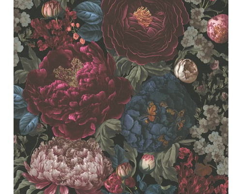 A.S. CRÉATION Vliesbehang 39979-1 Michalsky 6 bloemen rood/groen Behang met donker bloemmotief van bloemen en bladeren
