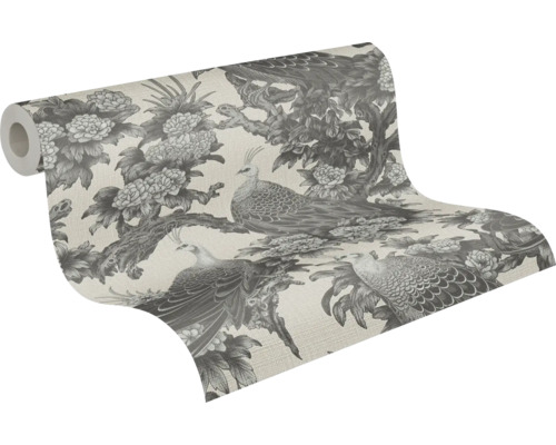 Rol behang met vogel- en bloemmotief