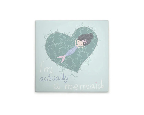 Schilderij canvas Zeemeermin 40x40 cm Decoratieve wanddecoratie met zeemeermin en hartmotief