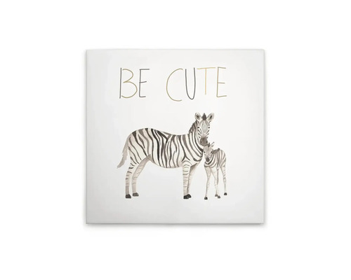 Schilderij canvas Zebra's be cute 30x30 cm