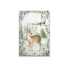 Illustratie van een hert met uil in het bos