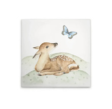 Canvasafbeelding met ree en vlinder