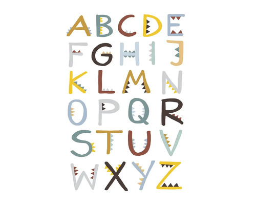 Schilderij canvas Dino alfabet 30x40 cm Alfabetillustratie in dinosaurusstijl