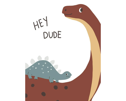 Schilderij canvas Dino's hey dude 30x40 cm Illustratie van twee dinosaurussen met de tekst Hey Dude.