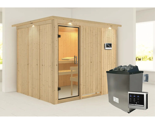 Sauna met kachel en bediening