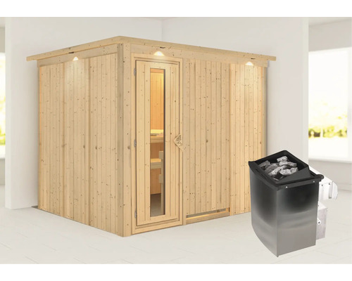 Houten sauna met kachel voor binnenshuis