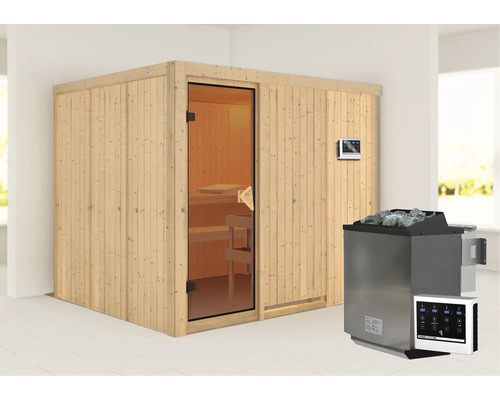 Sauna met kachel en bediening
