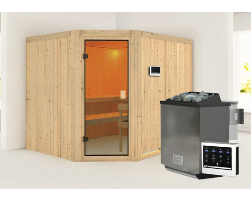Sauna met kachel en bediening