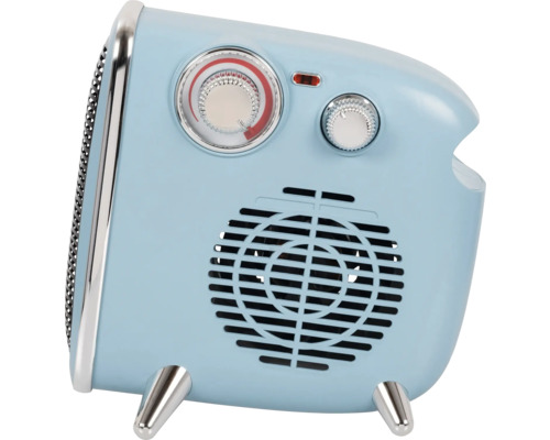 Blauwe kachel met twee draaiknoppen en ventilatierooster