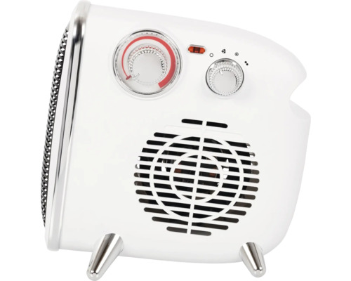 Witte kachel met temperatuurregelaar en ventilatorstanden