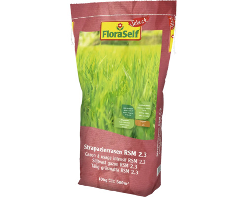 FLORASELF SELECT Graszaad slijtvast gazon RSM 2.3 10 kg 500 m² Verpakking slijtvast gazon RSM 2.3 van FloraSelf, 10 kilogram voor 500 vierkante meter