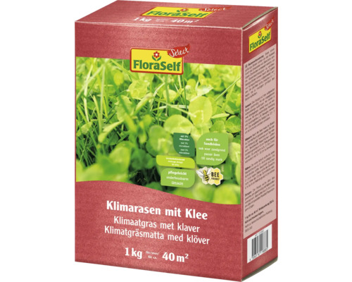 FLORASELF SELECT Graszaad klimaatgras met klaver gazon 40 m² 1 kg FloraSelf Klimaatgras met klaver, verpakking van 1 kilogram voor circa 40 vierkante meter