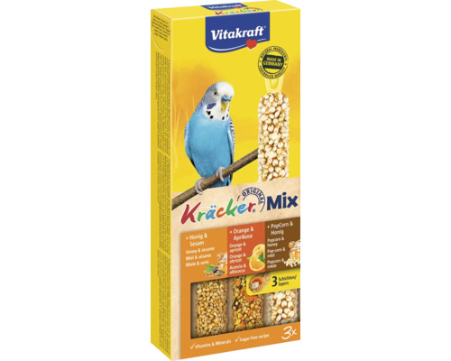 VITAKRAFT, Vogelsnack honing, sinaasappel en gierst kracker voor parkieten, 3 st, 80 gr