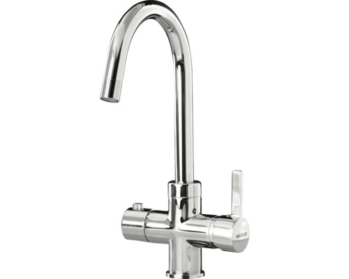 Metalen keukenkraan met hoge uitloop