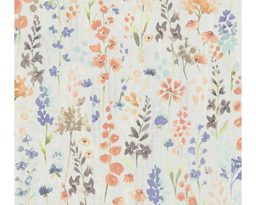 A.S. CRÉATION Vliesbehang 39606-3 Aquarell Dreams bloemen crème oranje Behang met bloemmotief en bloemendesign