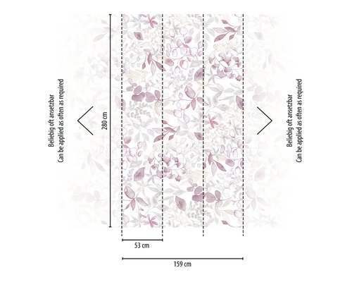 Vliesbehang met bladerpatroon, 280 x 159 cm, herhaaldelijk aan te brengen